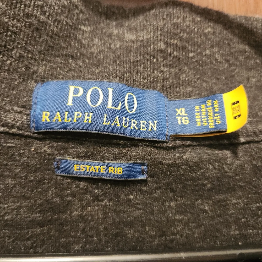 Polo Ralph Lauren Gray Quarter Zip Estate Rib Logo Pony Size XL FLAWED NO ZIPPER